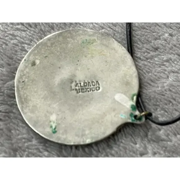 VTG Alpaka Mexico Inlaid Bird Pendant Mother of Pearl Abalone Leather Necklace!! - Picture 6 of 8